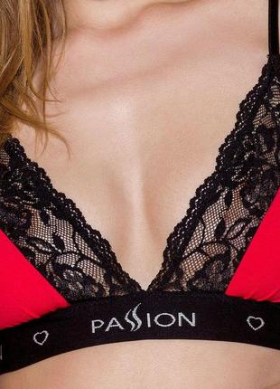 Эластичный топ с кружевом passion ps001 top  xl красный/чёрный ( so4186 ) feromon