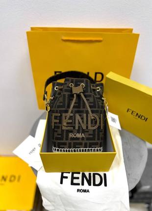 Сумка fendi 1:1 шкіра текстиль