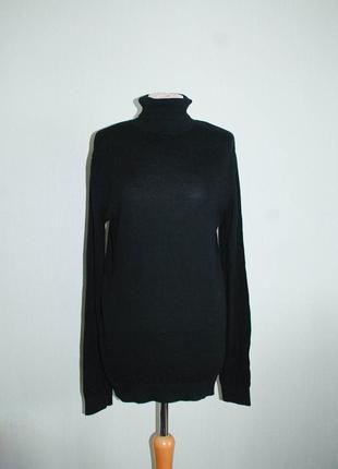 Базовий чорний бавовняний гольф комір з відворотом водолазка