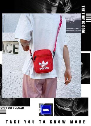 Сумка через плечо adidas originals festival красная унисекс, барсетка адидас, сумочка мессенджер2 фото