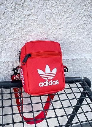 Сумка через плечо adidas originals festival красная унисекс, барсетка адидас, сумочка мессенджер