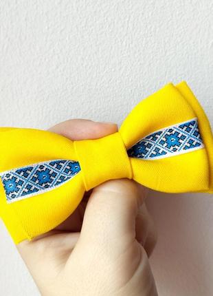 Краватка-метелик жовтий з українською полосою2 фото