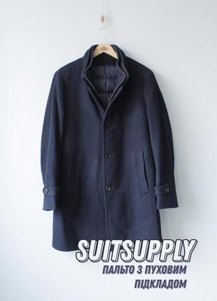 Suitsupply пальто шерстяное мужское с пуховым подкладом темно синее brunello cuccinelli hugo boss brioni loro piana hermes squeak saint laurent