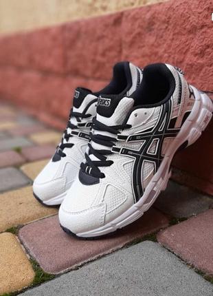 Asics gel kahana 8 білі з чорним кросівки чоловічі шкіряні топ якість асікс сітка демісезонні демісезон низькі шкіра весняні літні