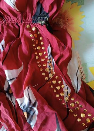 Р 8-10 / 42-44-46  нежное красное платье сарафан в цветах apricot8 фото