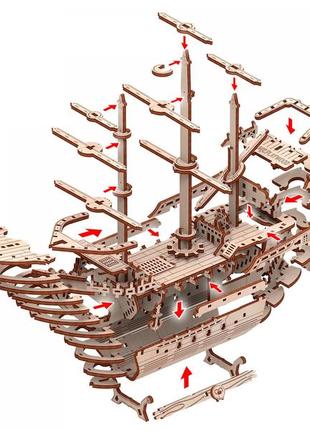 Піратський корабель "божевільний скарб" конструктор механічний дерев'яний 3d2 фото