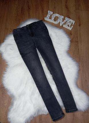 Базовые серые джинсы на 11-12 лет от zara высокая посадка
