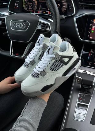 Жіночі кросівки nike air jordan 4 retro / найк джордан / демісезонні / весняні, літні, осінні / взуття / шкіра, замша / білі, чорні, сірі