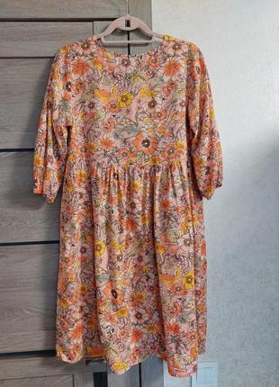 Платье мини в пастельный цветочный принт 🔹длинный рукав🔹круглая горловина🔹свободный крой  george2 фото