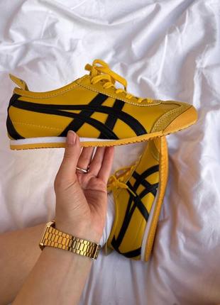 Крутые лимитированные женские кроссовки asics onitsuka tiger mexico 66 yellow жёлтые7 фото