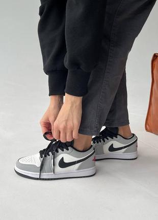 Nike air jordan 1 low grey white кросівки демі унісекс чоловічі жіночі весна осінь сірі з білим кроссовки демисезонные серые с белым мужские женские