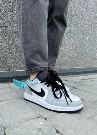 Nike air jordan 1 low grey white кросівки демі унісекс чоловічі жіночі весна осінь сірі з білим кроссовки демисезонные серые с белым мужские женские7 фото