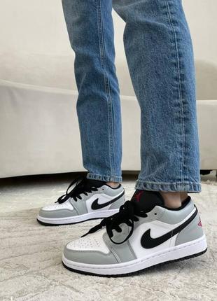 Nike air jordan 1 low grey white кросівки демі унісекс чоловічі жіночі весна осінь сірі з білим кроссовки демисезонные серые с белым мужские женские1 фото