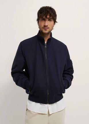 Шерстяний бомбер zara wool blend bomber jacket