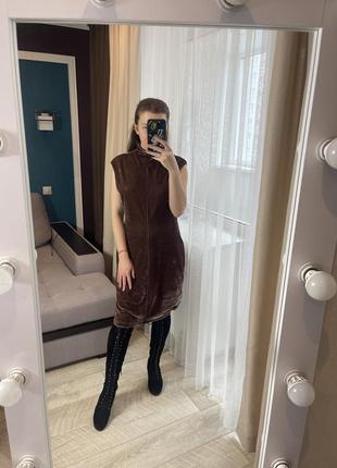 Сукня оксамитова кольору мокко ☕️ преміальний британський бренд reiss8 фото