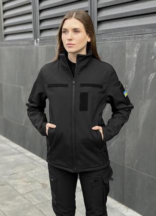 Черная тактическая демисезонная куртка для женщин pobedov shadow с липучками женская