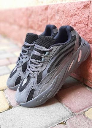 Adidas yeezy boost 700 v2 темно сірі  кросівки кеди чоловічі адідас буст весняні осінні демісезонні демісезон топ якість низькі замша замшеві