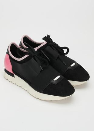 Натуральные кроссовки черно-розовые balenciaga 'race runner'1 фото