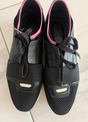 Натуральные кроссовки черно-розовые balenciaga 'race runner'5 фото