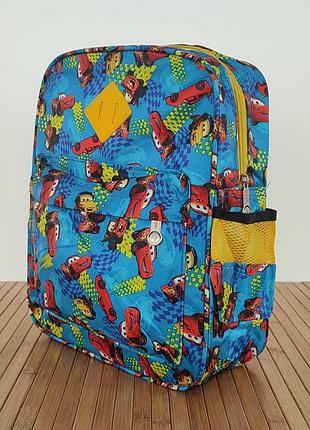 Детский рюкзак "тачки" для мальчика до 10 литров размер 32*28*10 см. цвет голубой