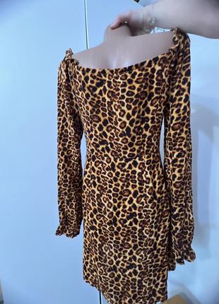 Сукня міні на ґудзиках леопардова а-силует4 фото