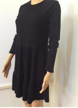 Розпродаж! черное платье zara с длинными рукавами и рюшами по подолу6 фото