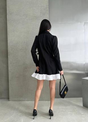 Сукня жіноча без принту | кольори: чорний + білий | сезон: літо/весна | матеріал: костюмка |4 фото