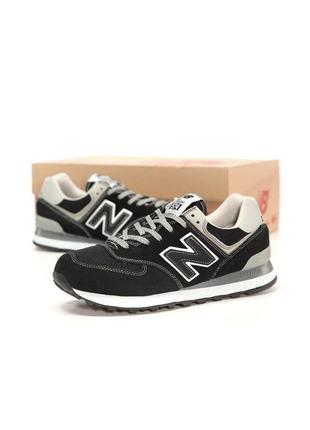 Чоловічі кросівки new balance 574 black grey нью беланс чорного з сірим кольорів