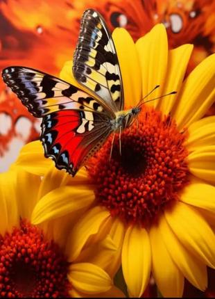 Яркая алмазная мозаика 20*30 см а4 цветы бабочка 🦋🪷🌺🌸 картина по номерам