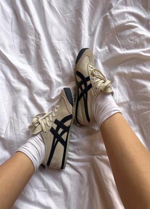 Классные женские лимитированные кроссовки asics onitsuka tiger mexico 66 birtch piacoat светло-серые10 фото