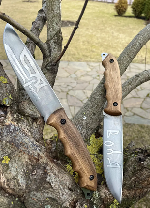 Туристический нож ручной работы с узором"воля" и деревянной ручкой, 220 г