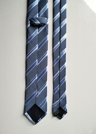 Синя класична смугаста краватка галстук2 фото