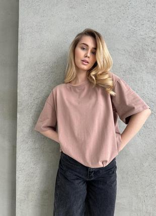 Женская качественная трендовая бежевая большая футболка оверсайз XS / 42,xl