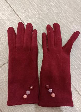 Жіночі рукавиці.бордо.1 фото