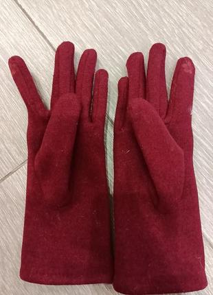 Жіночі рукавиці.бордо.2 фото