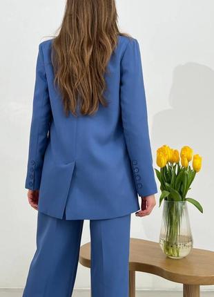Жіночий класичний костюм піджак оверсайз і брюки вільного крою на високій посадці чорний синій стильний трендовий7 фото