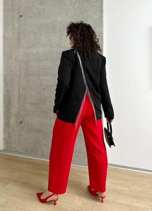Стильный пиджак позади бахрома с одной пуговицей черный с11004  пиджак изготовлен из ткани высокого6 фото