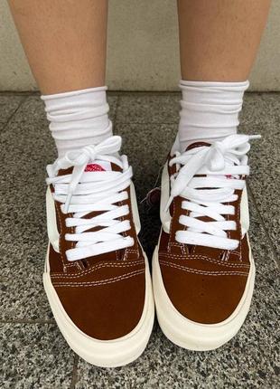 Классные женские и мужские кеды vans knu skool brown коричневые4 фото