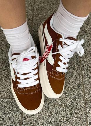 Классные женские и мужские кеды vans knu skool brown коричневые9 фото