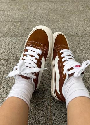 Классные женские и мужские кеды vans knu skool brown коричневые6 фото