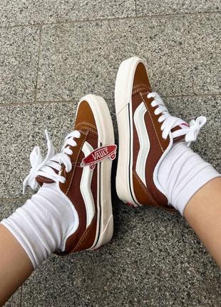 Классные женские и мужские кеды vans knu skool brown коричневые3 фото