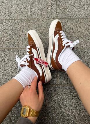 Классные женские и мужские кеды vans knu skool brown коричневые10 фото