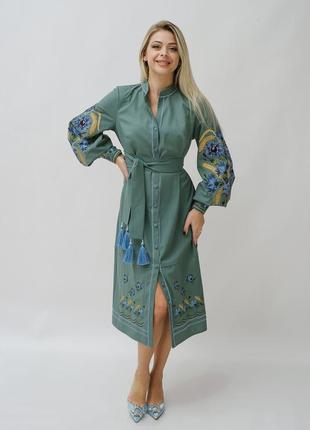 Сукня-вишиванка льон розкішна1 фото