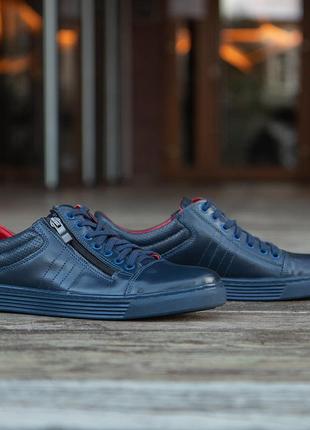 Польське шкіряне чоловіче взуття синього кольору