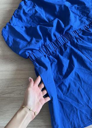 Яскравий синій комбінезон на одно плече парео пляжна сукня8 фото