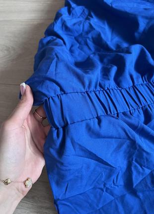 Яскравий синій комбінезон на одно плече парео пляжна сукня7 фото