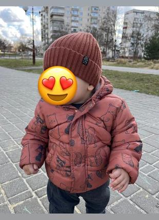 Дитяча куртка на хутрі 12-18 місяців, шапочка