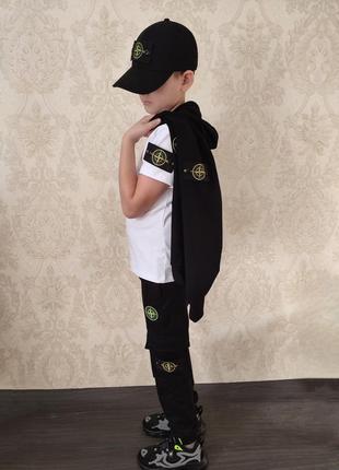 Підлітковий спортивний костюм стонік stone island з кепкою та футболкою2 фото