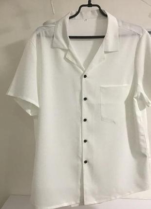Рубашка блузка с коротким рукавом базовая оверсайз р. м