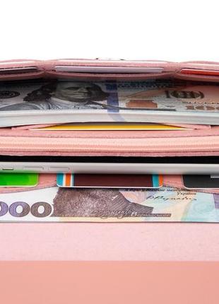 Жіночий великий гаманець портмоне рожеве шкіряне «safo»5 фото